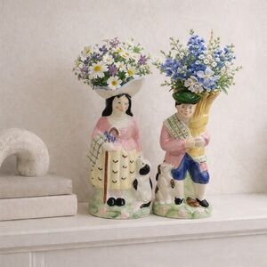 Vtg HALDON GROUP Majolica-style Irish/French Country Couple Figurines #0115268